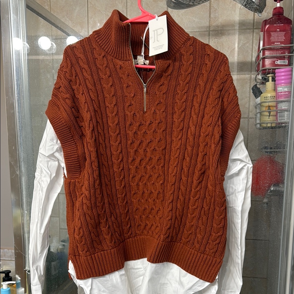 Brown Cable Knit Sweater Vest